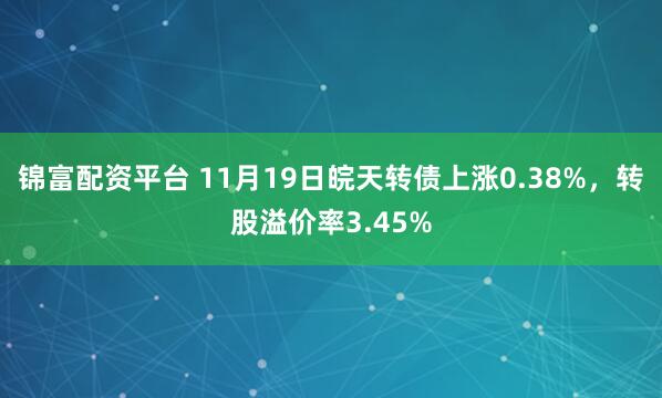 锦富配资平台 11月19日皖天转债上涨0.38%，转股溢价率3.45%