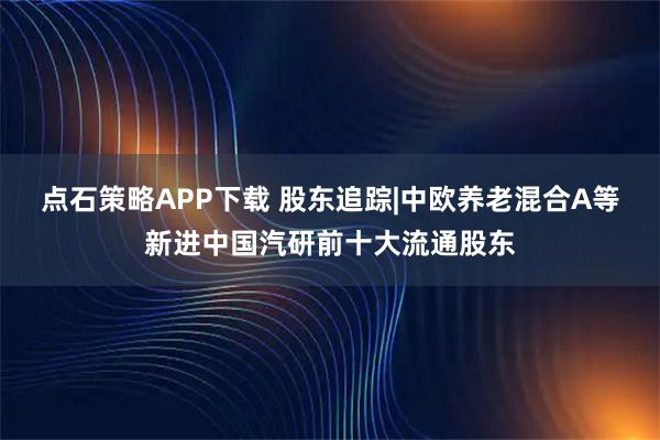 点石策略APP下载 股东追踪|中欧养老混合A等新进中国汽研前十大流通股东